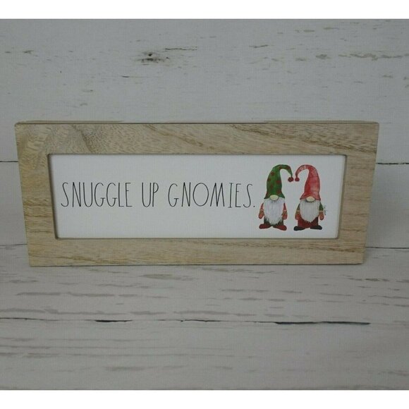 New Rae Dunn Snuggle Up Gnomies Wooden Sign Art Holiday Decor Farmhouse - Picture 2 of 12